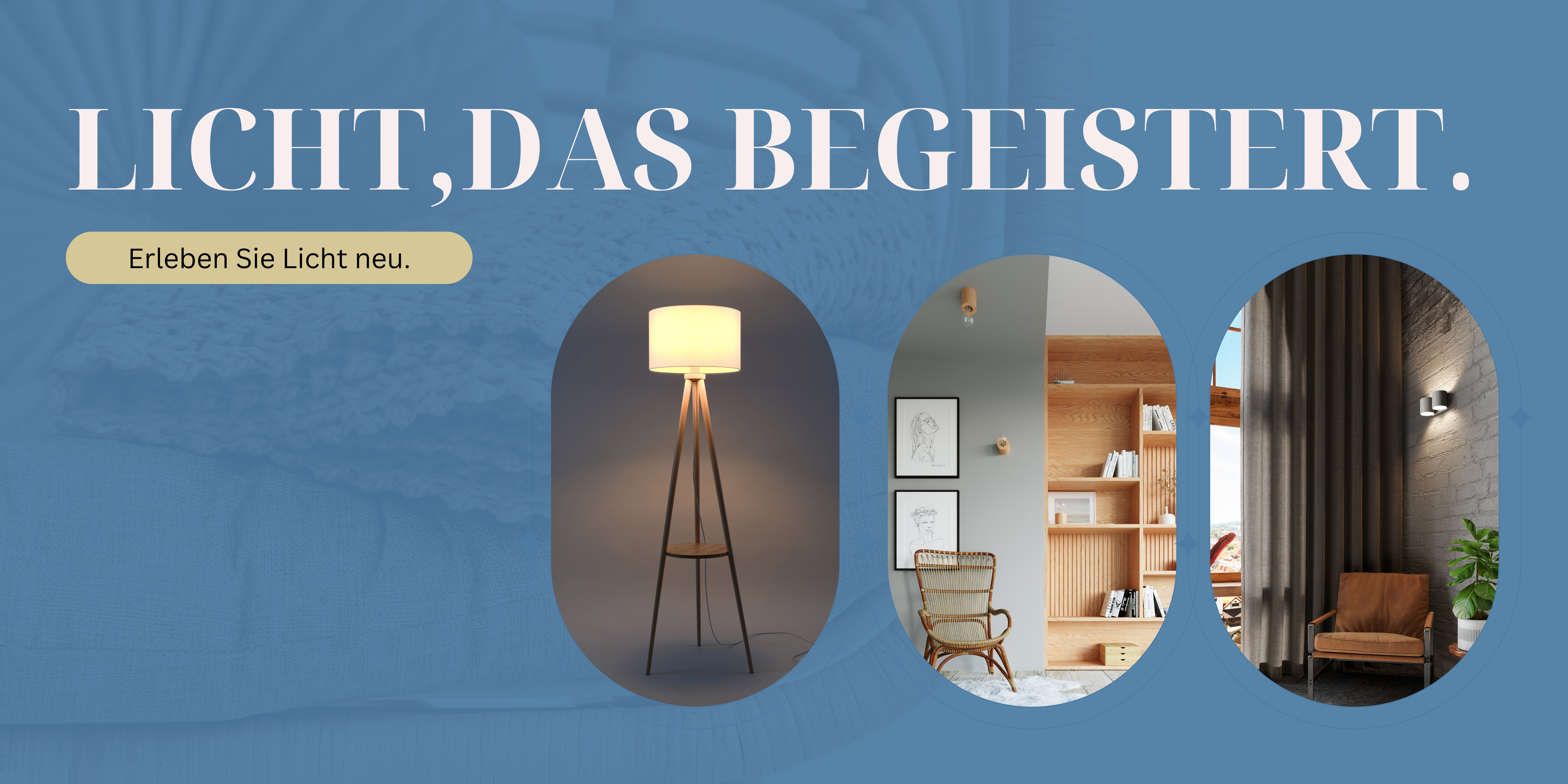 Ein Banner mit drei Lampen Arten und eine Überschrift die...